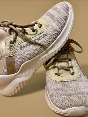 Nautica Knit Lace-Up Sneakers in Beige and White
